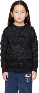 Детский черный свитер с круглым вырезом Ligne Noire