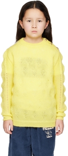 Детский желтый свитер с круглым вырезом Ligne Noire