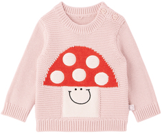 Детский розовый свитер со смайликами и грибами Stella McCartney