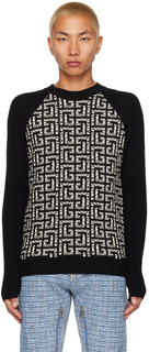 Черно-белый свитер с монограммой Balmain