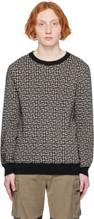 Черно-серый жаккардовый свитер Balmain