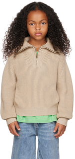 Детский бежевый свитер с молнией до половины Longlivethequeen