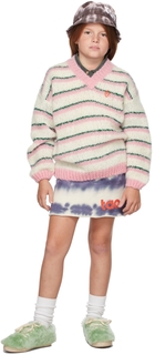 Детский свитер с туканом в бело-розовые полоски The Animals Observatory