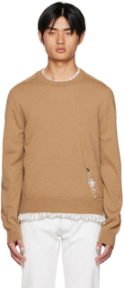Светло-коричневый рваный свитер Maison Margiela