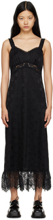 Черное платье-миди в горошек с ромашкой Anna Sui