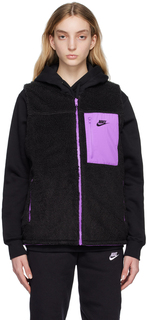 Черно-фиолетовый зимний двусторонний жилет Nike