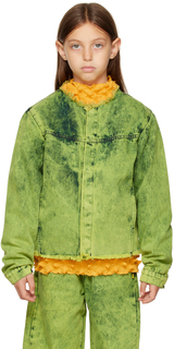 Детская зеленая джинсовая куртка без воротника M’A Kids