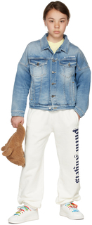Детская синяя джинсовая куртка с логотипом Palm Angels
