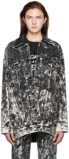 Черно-белая джинсовая куртка с мраморной отделкой Dolce &amp; Gabbana