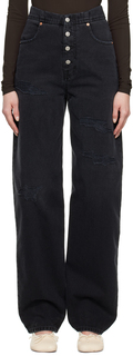 Черные рваные джинсы MM6 Maison Margiela