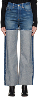 Синие джинсы со вставками MM6 Maison Margiela