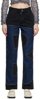 SSENSE Эксклюзивные синие и черные джинсы B-Bottom Panel BARRAGÁN