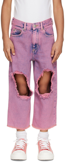 Детские розовые рваные джинсы MM6 Maison Margiela