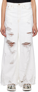 Белые рваные джинсы Doublet