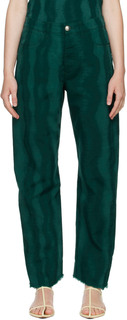 Зеленые джинсы с принтом тай-дай Jil Sander