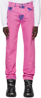 Розовые джинсы прямого кроя GCDS