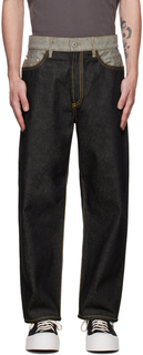 Черные джинсы с контрастной отстрочкой SUNNEI