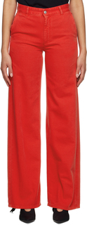 Красные джинсы с 4 карманами MM6 Maison Margiela