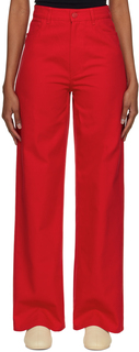 Красные джинсы с пятью карманами Raf Simons