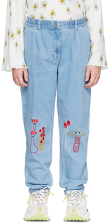 Детские синие джинсы с вышивкой в ​​виде грибов Stella McCartney