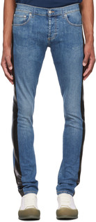 Синие джинсы с полосками по бокам Alexander McQueen