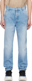 Синие джинсы с монограммой Balmain