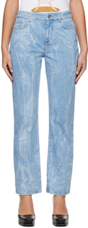Синие мятые джинсы с эффектом потертости Stella McCartney