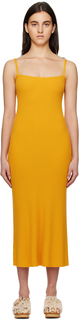 Желтое длинное платье в рубчик Chloé Chloe