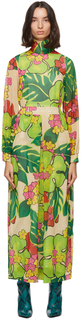 Зеленое платье-макси с цветочным принтом Dries Van Noten