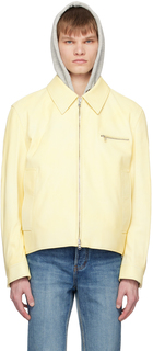 Желтая кожаная куртка с раскладным воротником Solid Homme