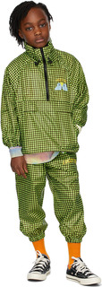 Детская зеленая куртка-анорак в клетку с облаками Luckytry