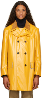 Желтое пальто из плотной ткани с покрытием Maison Margiela