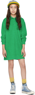 Детское зеленое махровое платье с вышивкой Luckytry