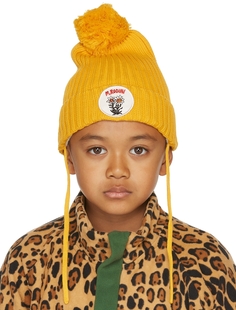 Детская желтая шапка с помпонами Edelweiss Mini Rodini