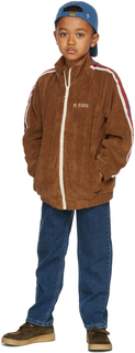 Детская коричневая спортивная куртка в махровую полоску Mini Rodini
