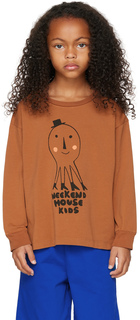 Детская коричневая футболка с длинным рукавом Octopus Weekend House Kids