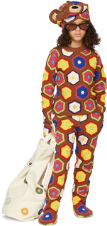 SSENSE Эксклюзивные детские разноцветные вязаные крючком брюки с медведем Doublet