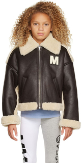Детская коричневая куртка из искусственной овчины MM6 Maison Margiela