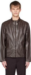 Эксклюзивная коричневая куртка из искусственной кожи с разрезом SSENSE TheOpen Product