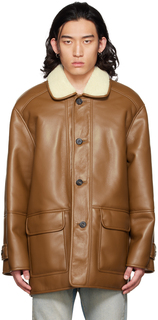 Эксклюзивная коричневая куртка из искусственной кожи SSENSE DRAE