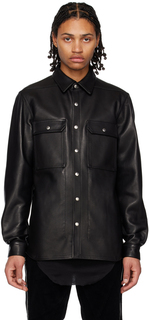 Черная верхняя рубашка Кожаная куртка Rick Owens