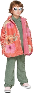 Детская двусторонняя куртка из искусственного меха и вельвета розового цвета BO(Y)SMANS