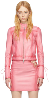 Розовая кожаная куртка Blumarine