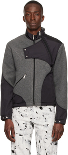 Серо-черная флисовая куртка со вставками HELIOT EMIL