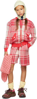 Детская куртка-бомбер в клетку Pink &amp; Off-White Tartan Ligne Noire