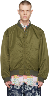 Куртка-бомбер цвета хаки с отделкой в ​​рубчик Engineered Garments