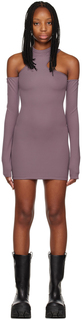 Пурпурное гладкое асимметричное мини-платье Off-White