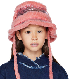 Детская розовая кожаная шляпа-ведро M’A Kids