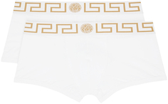 Набор из двух белых трусов-боксеров с каймой Greca Greca Versace Underwear