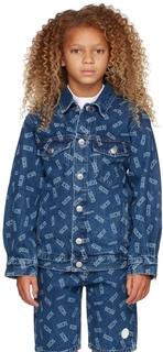 Детская синяя джинсовая куртка с логотипом GCDS Kids